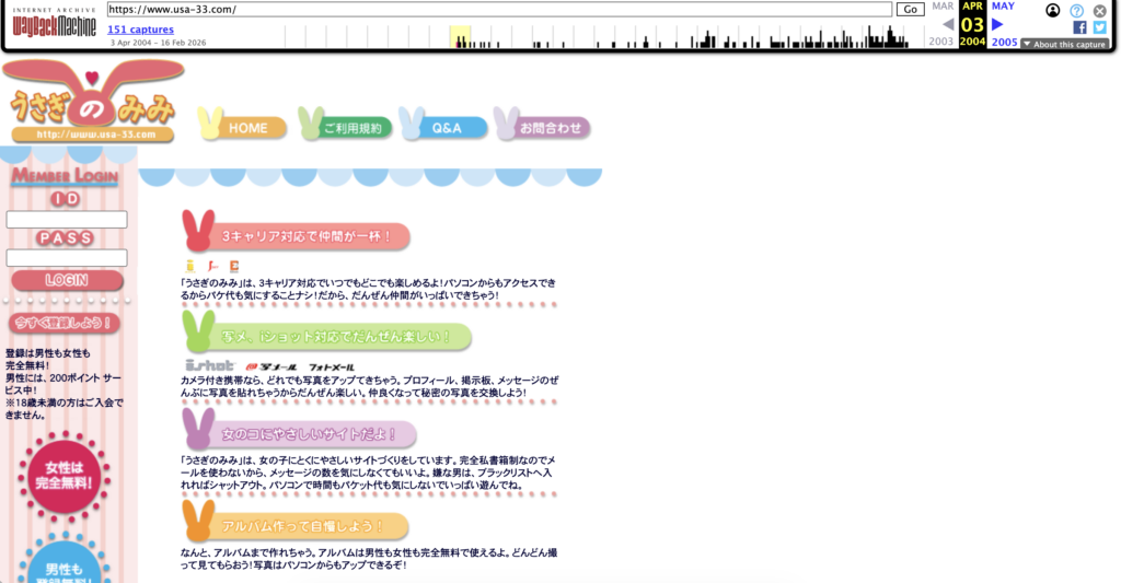 Wayback Machineのスクリーンショット